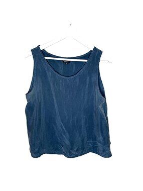 Altar PDX Houseline Cobalt Blue Silk Shell Blouse, Made in USA, Designer, Medium